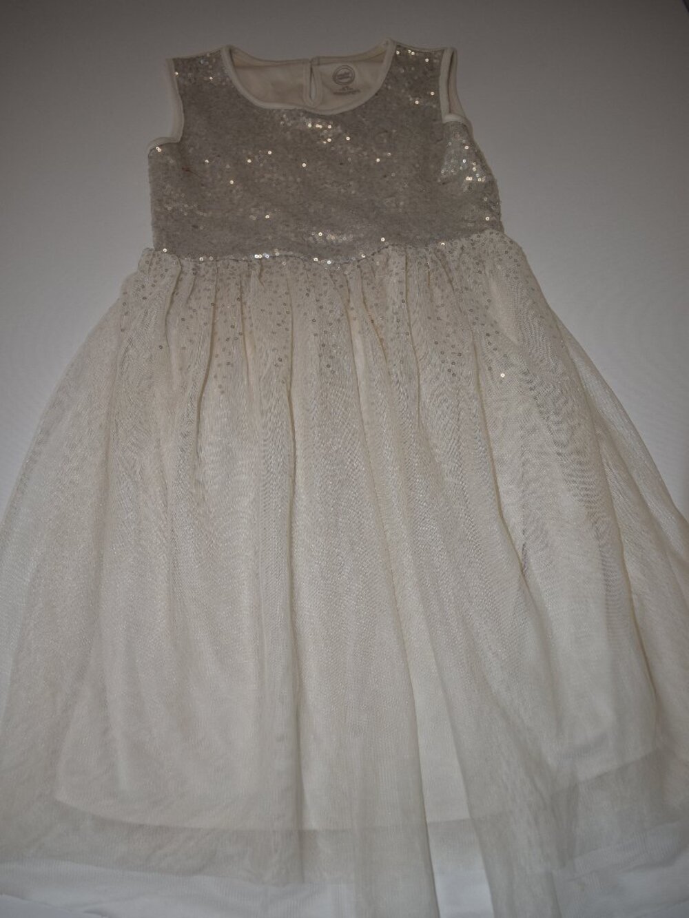 Wonder Nation Girls L 10-12 Ivory Sequin Tulle Dress Holiday Christmas Party